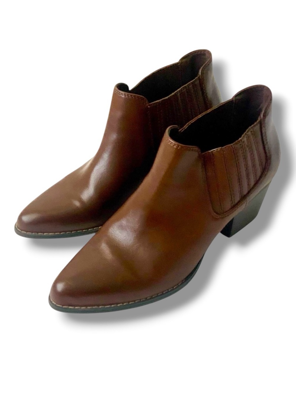 A.N.A  Pointed Ankle Booties Faux Leather Brown Size 10